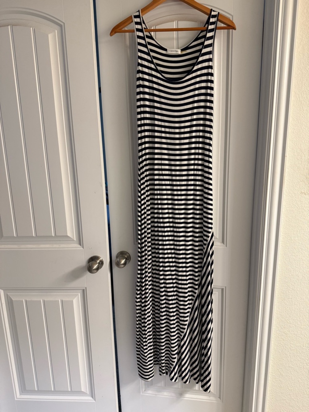 Calvin Klein Black and White Striped Tank Dress